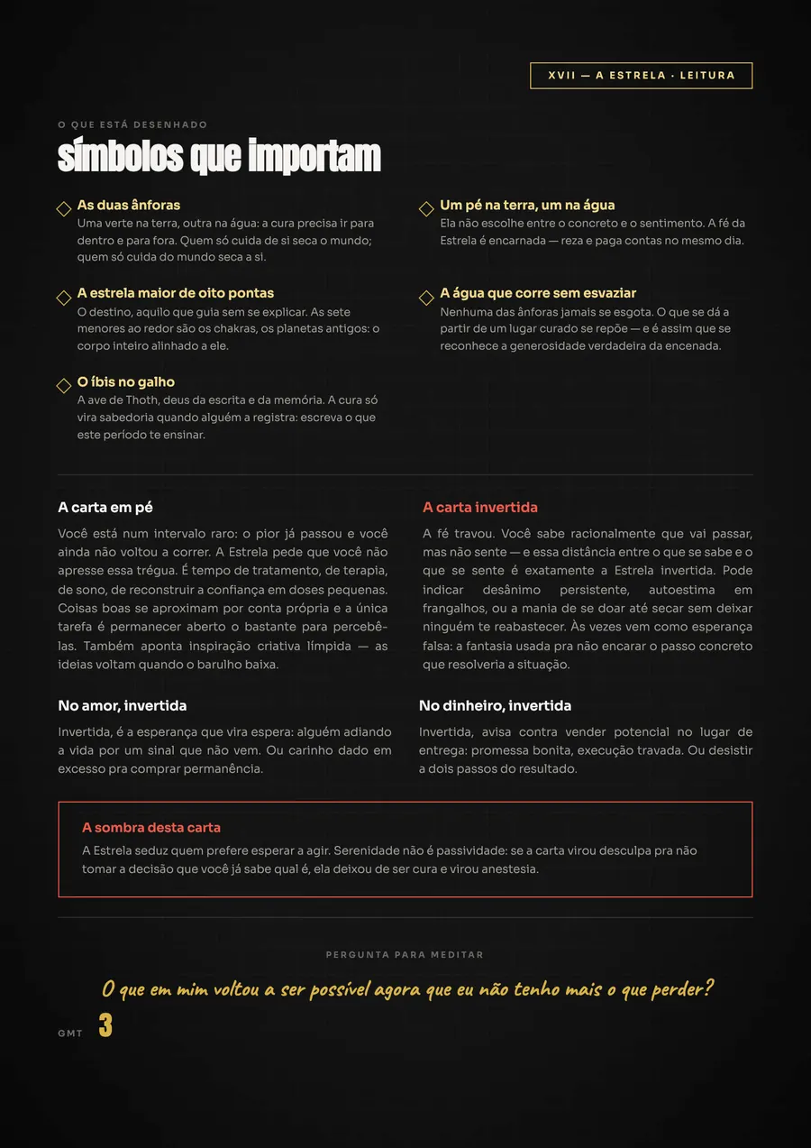 Página de estudo com os símbolos da carta e as leituras invertidas